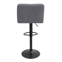 Σκαμπό μπαρ Carmelo Megapap με ρυθμιζόμενο ύψος βελούδο γκρι - βάση μαύρο ματ 45x42x90/113εκ.