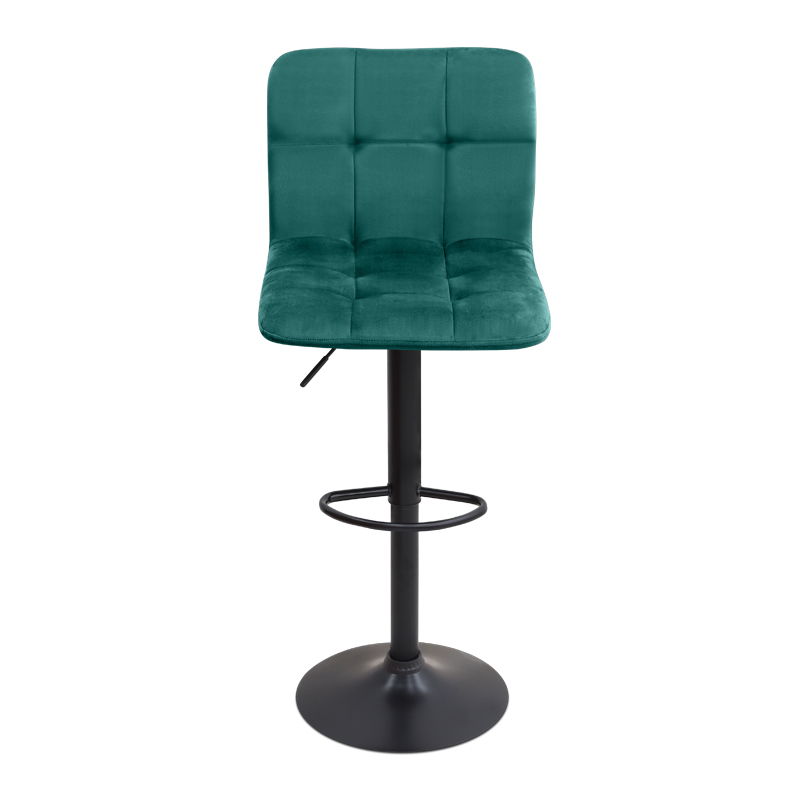 Σκαμπό μπαρ Carmelo Megapap με ρυθμιζόμενο ύψος βελούδο κυπαρισσί - βάση μαύρο ματ 45x42x90/113εκ.