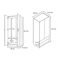 Ντουλάπα ρούχων Vivian Megapap τετράφυλλη με συρτάρια χρώμα καρυδί 160x51,8x181εκ.