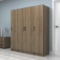 Ντουλάπα ρούχων Vivian Megapap τετράφυλλη χρώμα καρυδί 160x51,8x181εκ.