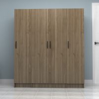 Ντουλάπα ρούχων Vivian Megapap τετράφυλλη χρώμα καρυδί 160x51,8x181εκ.