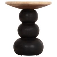 ΒΟΗΘΗΤΙΚΟ ΤΡΑΠΕΖΑΚΙ ΣΤΡΟΓΓΥΛΟ JACKY HM9890 SUAR ΞΥΛΟ ΦΥΣΙΚΟ & ΜΑΥΡΟ Φ40x45,5Υεκ.