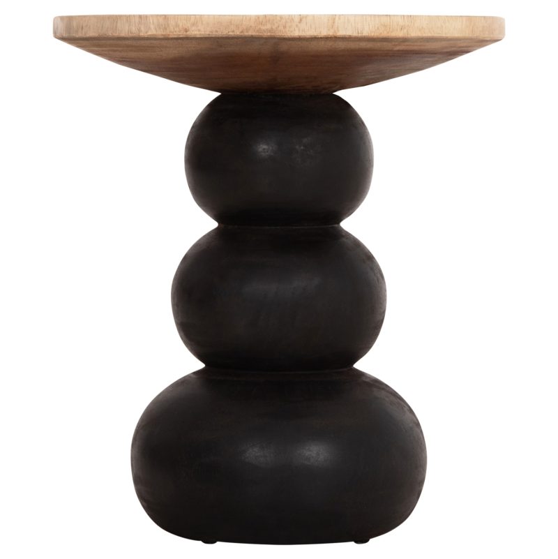 ΒΟΗΘΗΤΙΚΟ ΤΡΑΠΕΖΑΚΙ ΣΤΡΟΓΓΥΛΟ JACKY HM9890 SUAR ΞΥΛΟ ΦΥΣΙΚΟ & ΜΑΥΡΟ Φ40x45,5Υεκ.