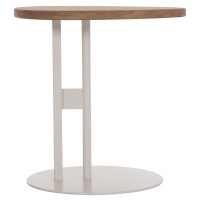 ΒΟΗΘΗΤΙΚΟ ΤΡΑΠΕΖΙ ΟΒΑΛ ALPER HM18328 MDF SONAMA--ΜΕΤΑΛΛΟ ΛΕΥΚΟ 50x50x51Υεκ.