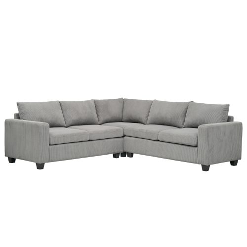 ΓΩΝΙΑΚΟΣ ΚΑΝΑΠΕΣ CALDER HM3286.01 ΓΚΡΙ ΥΦΑΣΜΑ 254x254x90(κάθισμα)x91Υεκ.