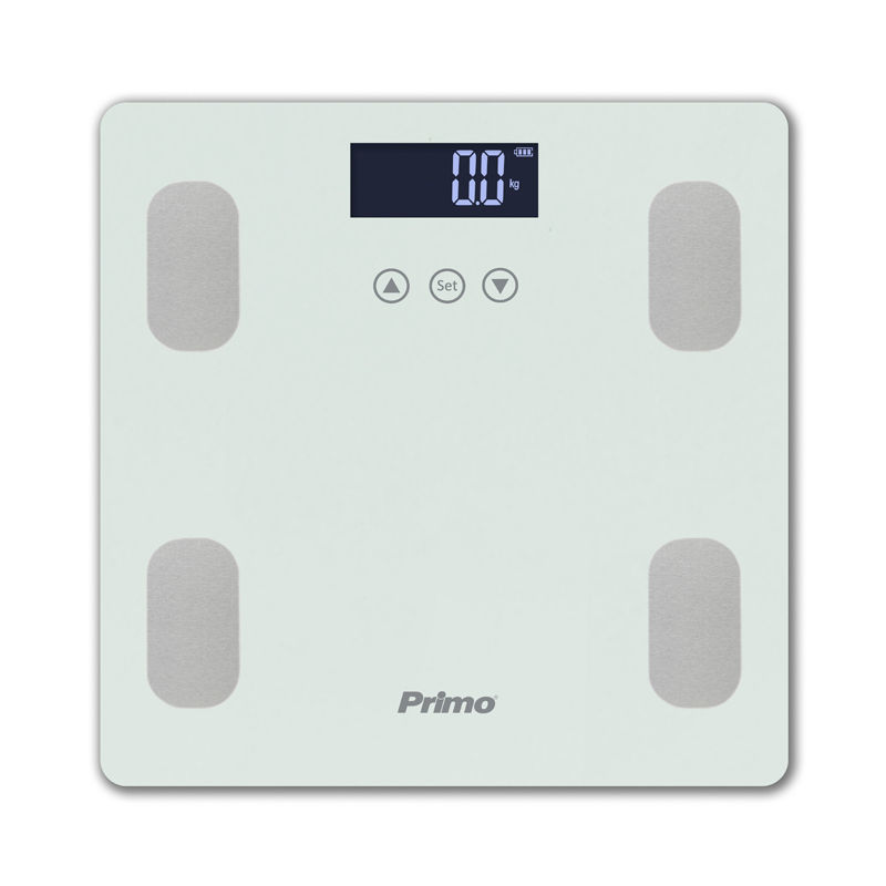 Ζυγαριά Σώματος Λιπομετρητής PRBS-40464 Primo 180Kg Υάλινη Λευκή/Inox