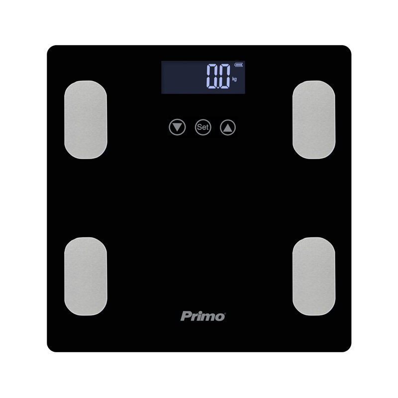 Ζυγαριά Σώματος Λιπομετρητής PRBS-40465 Primo 180Kg Υάλινη Mαύρη/Inox