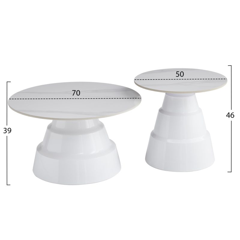 ΣΕΤ 2 ΤΡΑΠΕΖΙΑ ΣΑΛΟΝΙΟΥ LIDOX HM18306.01 SINTERED STONE TOPS KAI ΒΑΣΕΙΣ--ΛΕΥΚΑ Φ50 & Φ70