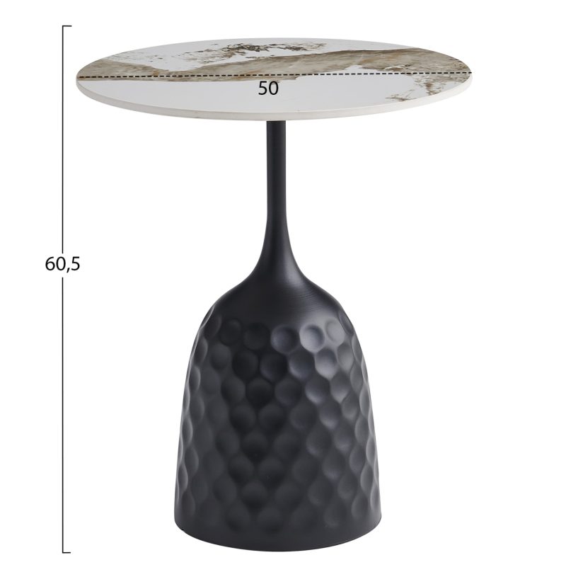 ΤΡΑΠΕΖΙ ΣΑΛΟΝΙΟΥ LONGSTEM HM18317.02 ΒΑΣΗ ΜΑΥΡΗ--SINTERED STONE PANDORA SCHEME Φ50