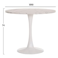 ΤΡΑΠΕΖΙ ΤΡΑΠΕΖΑΡΙΑΣ ROLLO HM9421.11 ΣΤΡΟΓΓΥΛΟ WHITE MARBLE Φ90x74Υεκ.