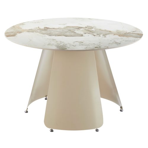 ΤΡΑΠΕΖΙ ΤΡΑΠΕΖΑΡΙΑΣ ΣΤΡΟΓΓΥΛΟ SEDAR HM18326 ΚΕΡΑΜΙΚΟ TOP--ΚΡΕΜ ΜΕΤΑΛ.ΠΟΔΙΑ Φ120x78Υ