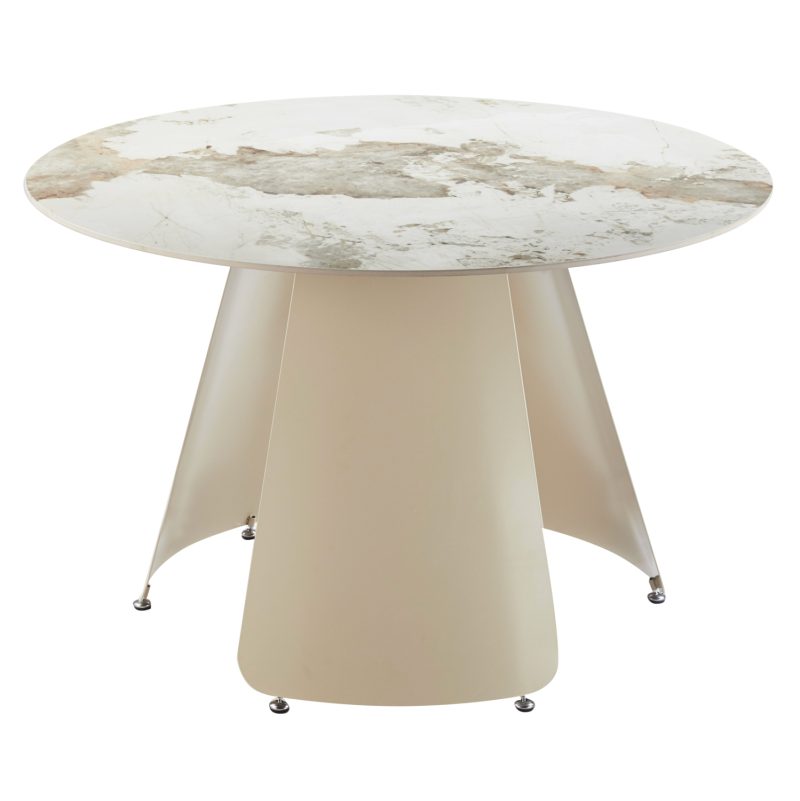 ΤΡΑΠΕΖΙ ΤΡΑΠΕΖΑΡΙΑΣ ΣΤΡΟΓΓΥΛΟ SEDAR HM18326 ΚΕΡΑΜΙΚΟ TOP--ΚΡΕΜ ΜΕΤΑΛ.ΠΟΔΙΑ Φ120x78Υ