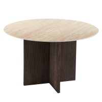 ΤΡΑΠΕΖΙ ΤΡΑΠΕΖΑΡΙΑΣ ΣΤΡΟΓΓΥΛΟ SKY HM18331 ΚΕΡΑΜΙΚΟ TOP ΟΨΗ ΤΡΑΒΕΡΤΙΝΑΣ Φ120x76Υεκ