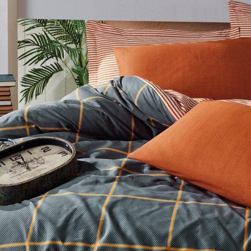 129CTN3876-1 Σετ παπλωματοθήκη Stark Cotton Box 4 τμχ Διπλή (200x220) χρώμα cinnamon - μπλε