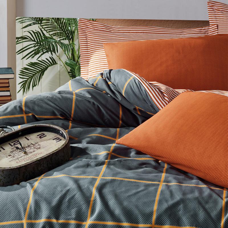 129CTN3876-1 Σετ παπλωματοθήκη Stark Cotton Box 4 τμχ Διπλή (200x220) χρώμα cinnamon - μπλε