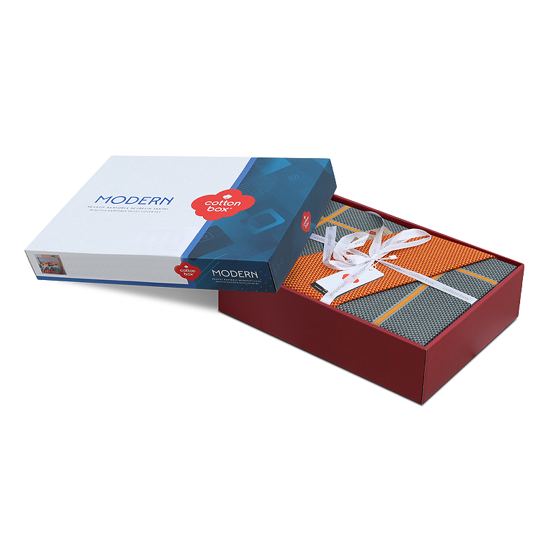 129CTN3876-3 Σετ παπλωματοθήκη Stark Cotton Box 4 τμχ Διπλή (200x220) χρώμα cinnamon - μπλε