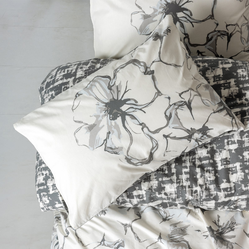 129CTN4830-1 Σετ παπλωματοθήκη Hilaris Cotton Box 4 τμχ Διπλή (200x220) χρώμα ανθρακί