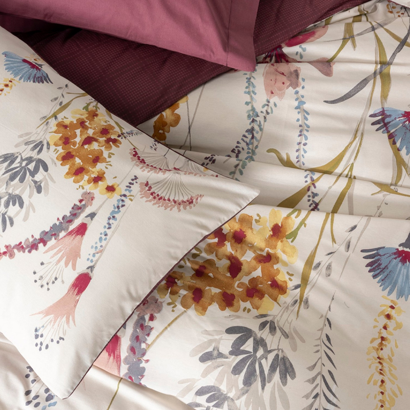 129CTN4843-1 Σετ παπλωματοθήκη Flos Cotton Box 4 τμχ Διπλή (200x220) χρώμα μπορντώ