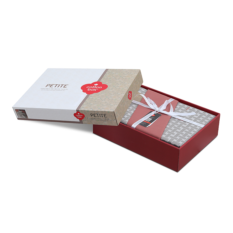 129CTN4849-3 Σετ παπλωματοθήκη Mote Cotton Box 4 τμχ Διπλή (200x220) χρώμα κόκκινο - γκρι