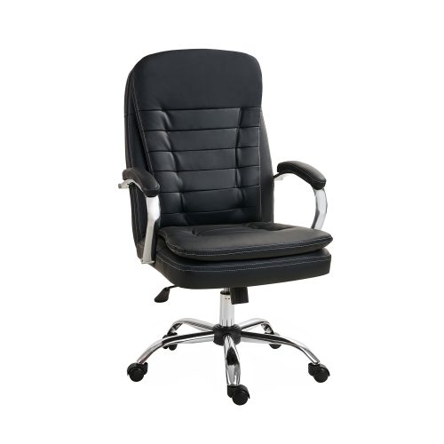 500-085 Kαρέκλα γραφείου Adelina μαυρο 65 x 62 x 105-115 Τεχνόδερμα(PU), Χρώμιο 500-085