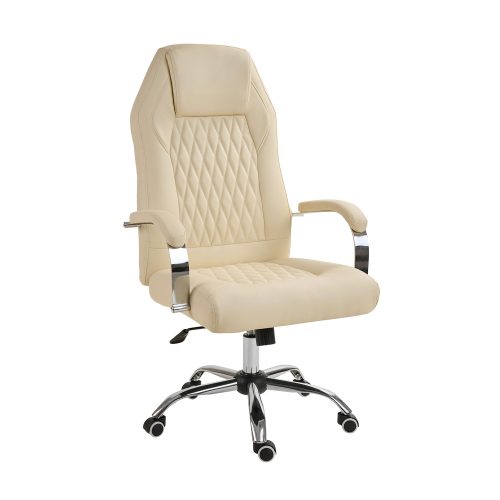 500-087 Kαρέκλα γραφείου Elda μπεζ 64 x 68 x 119-129 Τεχνόδερμα(PU), Χρώμιο 500-087