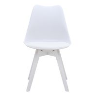 Καρέκλα τραπεζαρίας Viva Megapap PP - PU λευκό - ξύλινο λευκό πόδι 48,5x54x80εκ.