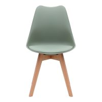 Καρέκλα τραπεζαρίας Viva Megapap PP - PU φυστικί - ξύλινο φυσικό πόδι 48,5x54x80εκ.