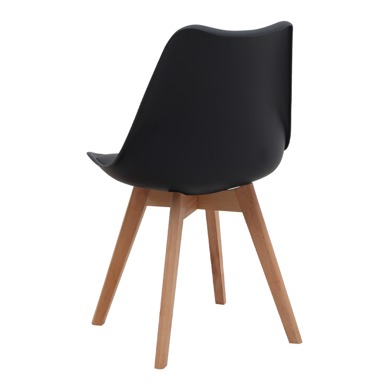 Καρέκλα τραπεζαρίας Viva Megapap PP - PU μαύρο - ξύλινο φυσικό πόδι 48,5x54x80εκ.