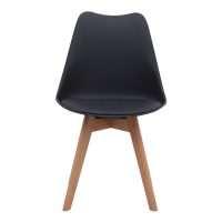 Καρέκλα τραπεζαρίας Viva Megapap PP - PU μαύρο - ξύλινο φυσικό πόδι 48,5x54x80εκ.