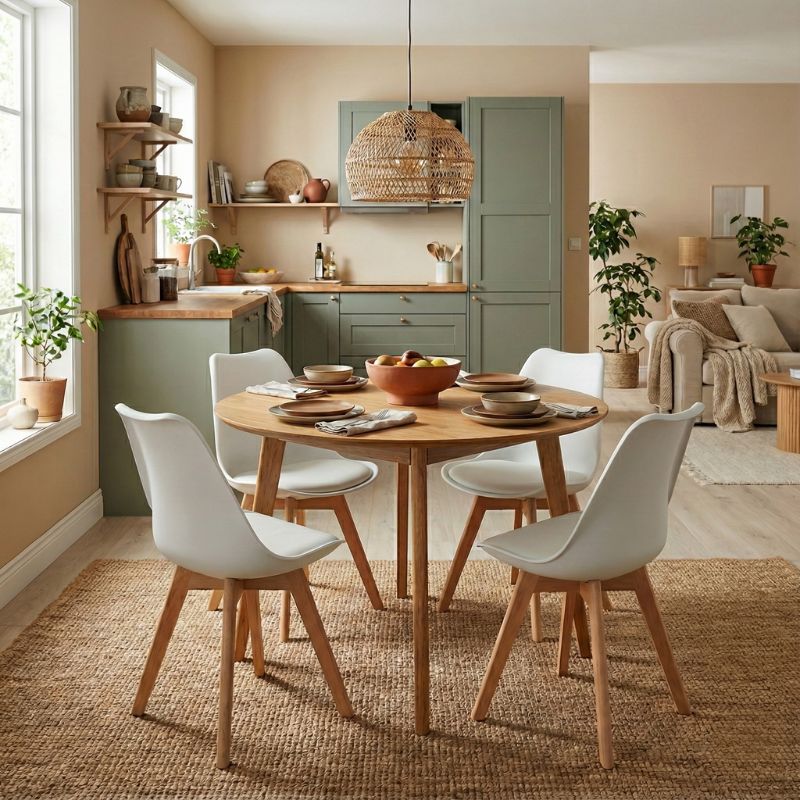 Καρέκλα τραπεζαρίας Viva Megapap PP - PU λευκό - ξύλινο φυσικό πόδι 48,5x54x80εκ.