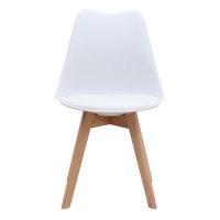 Καρέκλα τραπεζαρίας Viva Megapap PP - PU λευκό - ξύλινο φυσικό πόδι 48,5x54x80εκ.