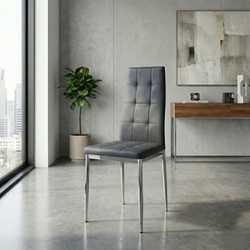 GP001-00472-1 Καρέκλα τραπεζαρίας Rosa Megapap γκρι PU - μεταλλικό πόδι χρωμίου 41x48x98εκ.