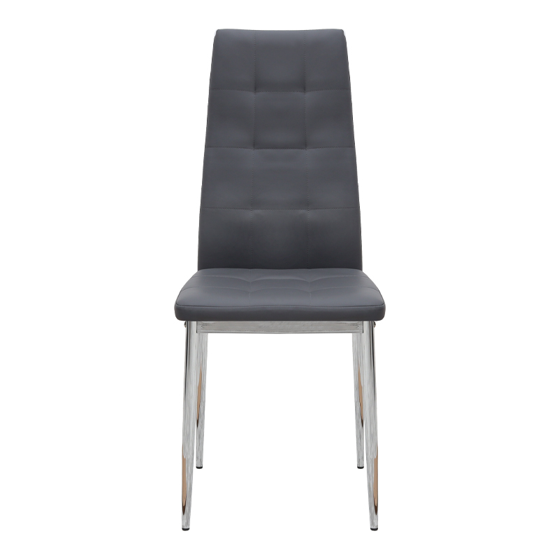 Καρέκλα τραπεζαρίας Rosa Megapap γκρι PU - μεταλλικό πόδι χρωμίου 41x48x98εκ.