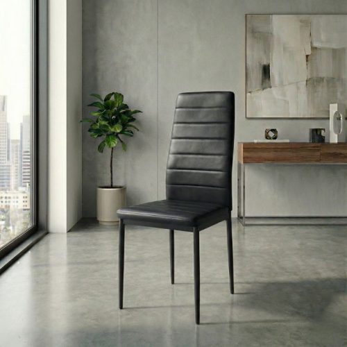 GP001-00481-1 Καρέκλα τραπεζαρίας Rosa Megapap μαύρο PU - μεταλλικό μαύρο πόδι 40x52x96εκ.