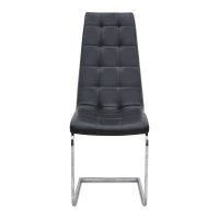 Καρέκλα τραπεζαρίας Vela Megapap μαύρο PU - μεταλλική βάση χρωμίου 41x61x107εκ.