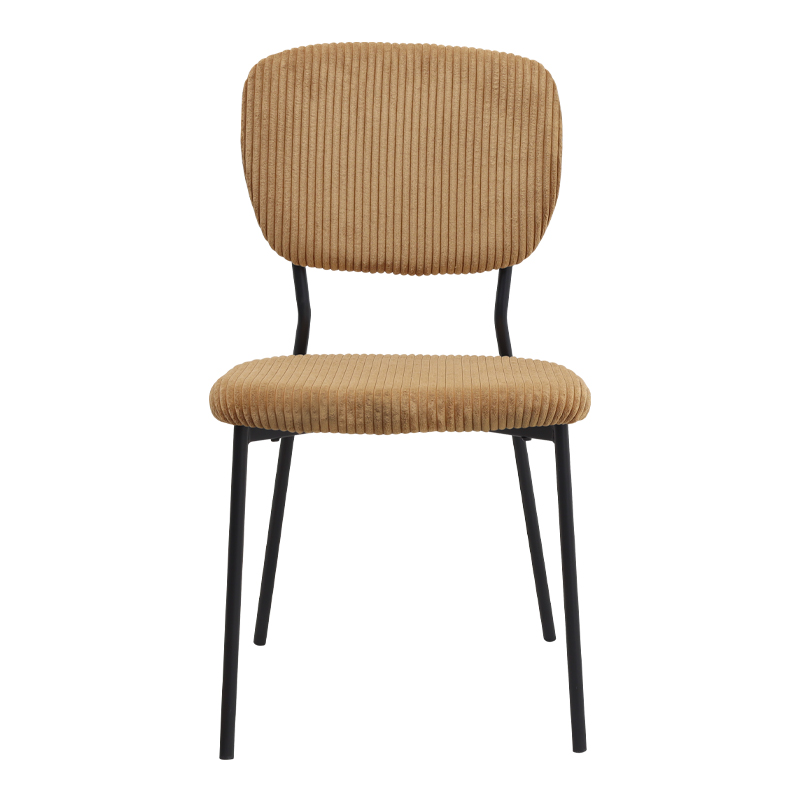 Καρέκλα τραπεζαρίας Kevin Megapap μουσταρδί ύφασμα - μεταλλικό μαύρο πόδι 48x51x87εκ.