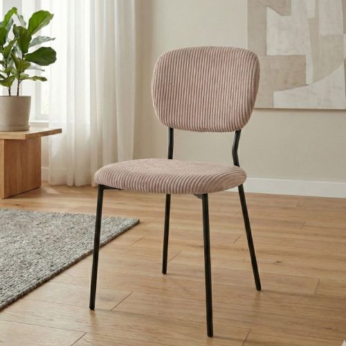 Καρέκλα τραπεζαρίας Kevin Megapap μόκα ύφασμα - μεταλλικό μαύρο πόδι 48x51x87εκ.