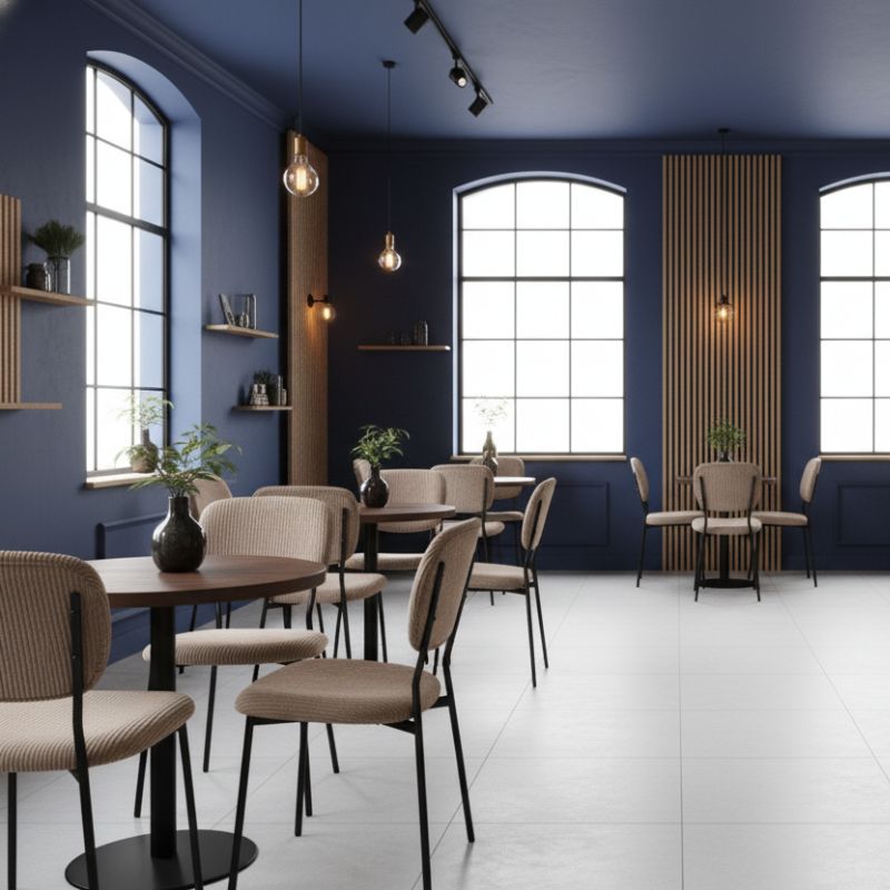 Καρέκλα τραπεζαρίας Kevin Megapap μόκα ύφασμα - μεταλλικό μαύρο πόδι 48x51x87εκ.