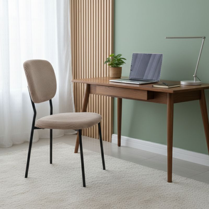 Καρέκλα τραπεζαρίας Kevin Megapap μόκα ύφασμα - μεταλλικό μαύρο πόδι 48x51x87εκ.