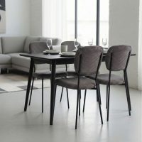 Καρέκλα τραπεζαρίας Kevin Megapap γκρι ύφασμα - μεταλλικό μαύρο πόδι 48x51x87εκ.