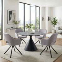 Πολυθρόνα τραπεζαρίας Gabriel Megapap ανοιχτό μπεζ ύφασμα - μεταλλικό μαύρο πόδι 58x60x85εκ.