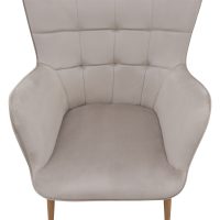 Πολυθρόνα - Μπερζέρα με υποπόδιο Lily Megapap μπεζ βελούδο - μεταλλικό πόδι χρώμα φυσικό 70x62x98εκ.