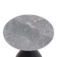 Τραπεζάκι βοηθητικό Logan Megapap sintered stone - μέταλλο χρώμα γκρι εφέ μαρμάρου - μαύρο Ø50x56εκ.