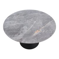 Τραπέζι Logan Megapap sintered stone - μέταλλο χρώμα γκρι εφέ μαρμάρου - μαύρο Ø120x72εκ.