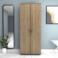 Ντουλάπα ρούχων - παπουτσοθήκη Eric Megapap δίφυλλη χρώμα καρυδί 76x36x187εκ.