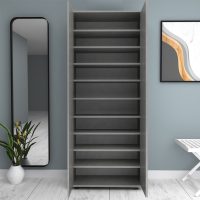 Ντουλάπα ρούχων - παπουτσοθήκη Eric Megapap δίφυλλη χρώμα γκρι σκυροδέματος 76x36x187εκ.