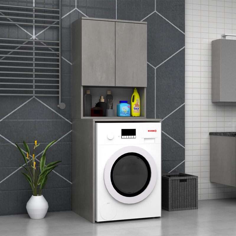 Έπιπλο πλυντηρίου Cozen Megapap χρώμα γκρι σκυροδέματος 65x60x178εκ.