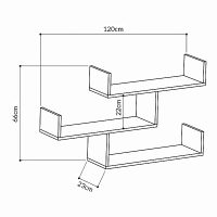 Ραφιέρα τοίχου Tibet Megapap χρώμα ανθρακί 119x22x66εκ.