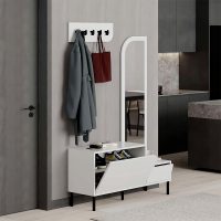 Έπιπλο εισόδου Mila Megapap με κρεμάστρα χρώμα λευκό 120x37x171,6εκ.