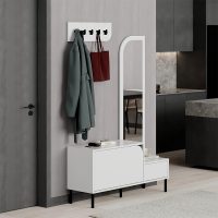 Έπιπλο εισόδου Mila Megapap με κρεμάστρα χρώμα λευκό 120x37x171,6εκ.